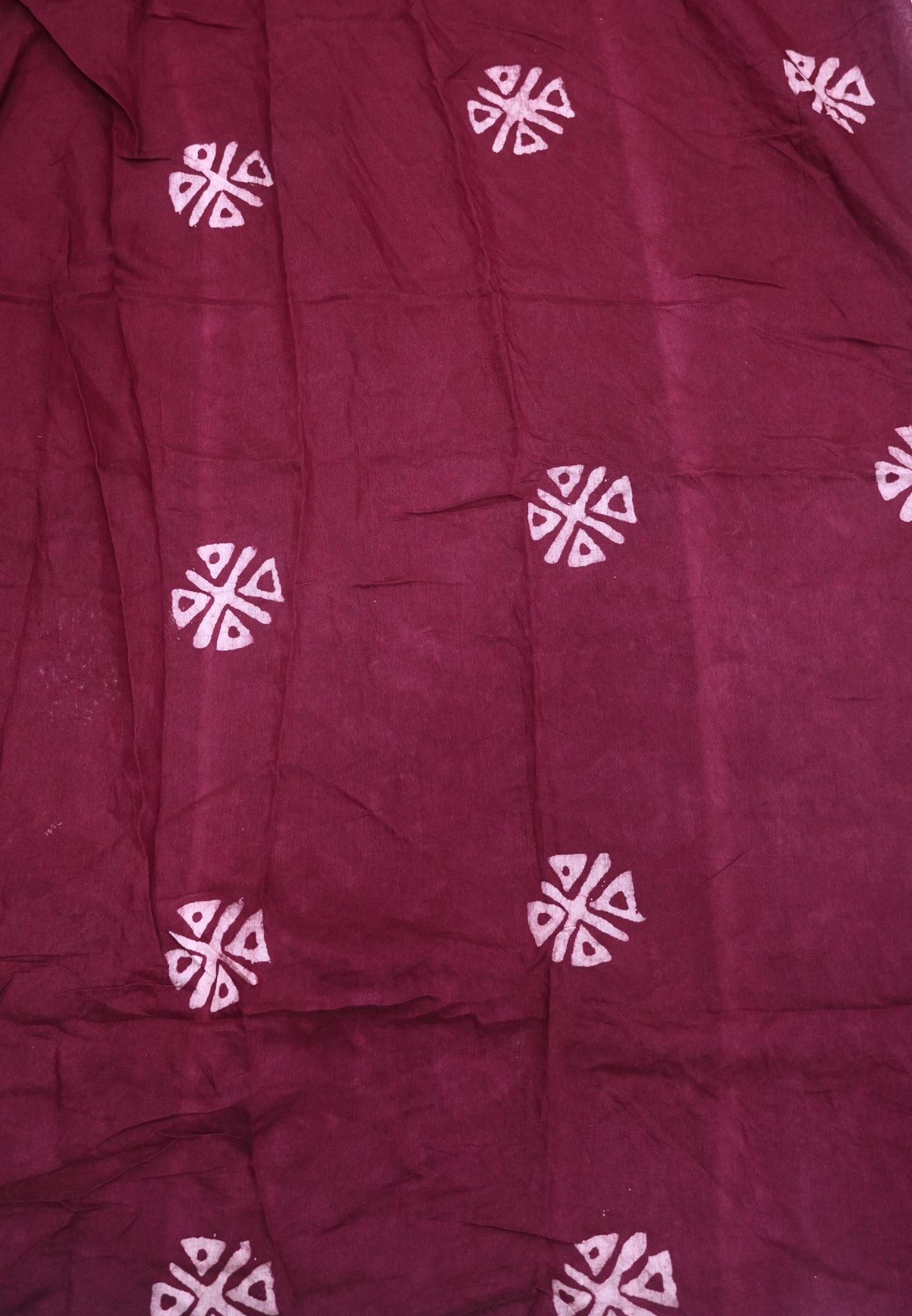 Batick Cotton Saree- Maroon with Sequence Work