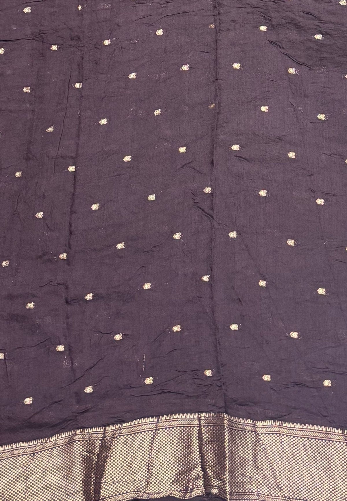 Banarasi Bandeji Saree-Metalic Violet in Horizontal Stripe Zari Border