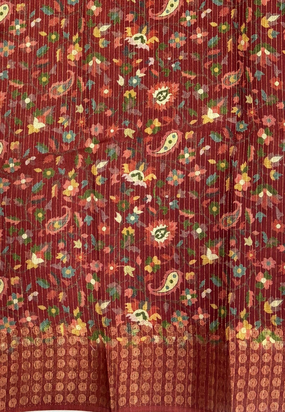 Semi Tussar Saree-Honey with Coin Zari Border