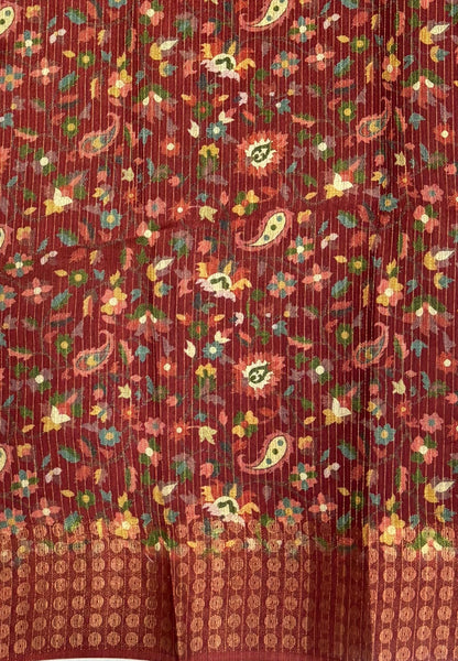 Semi Tussar Saree-Honey with Coin Zari Border