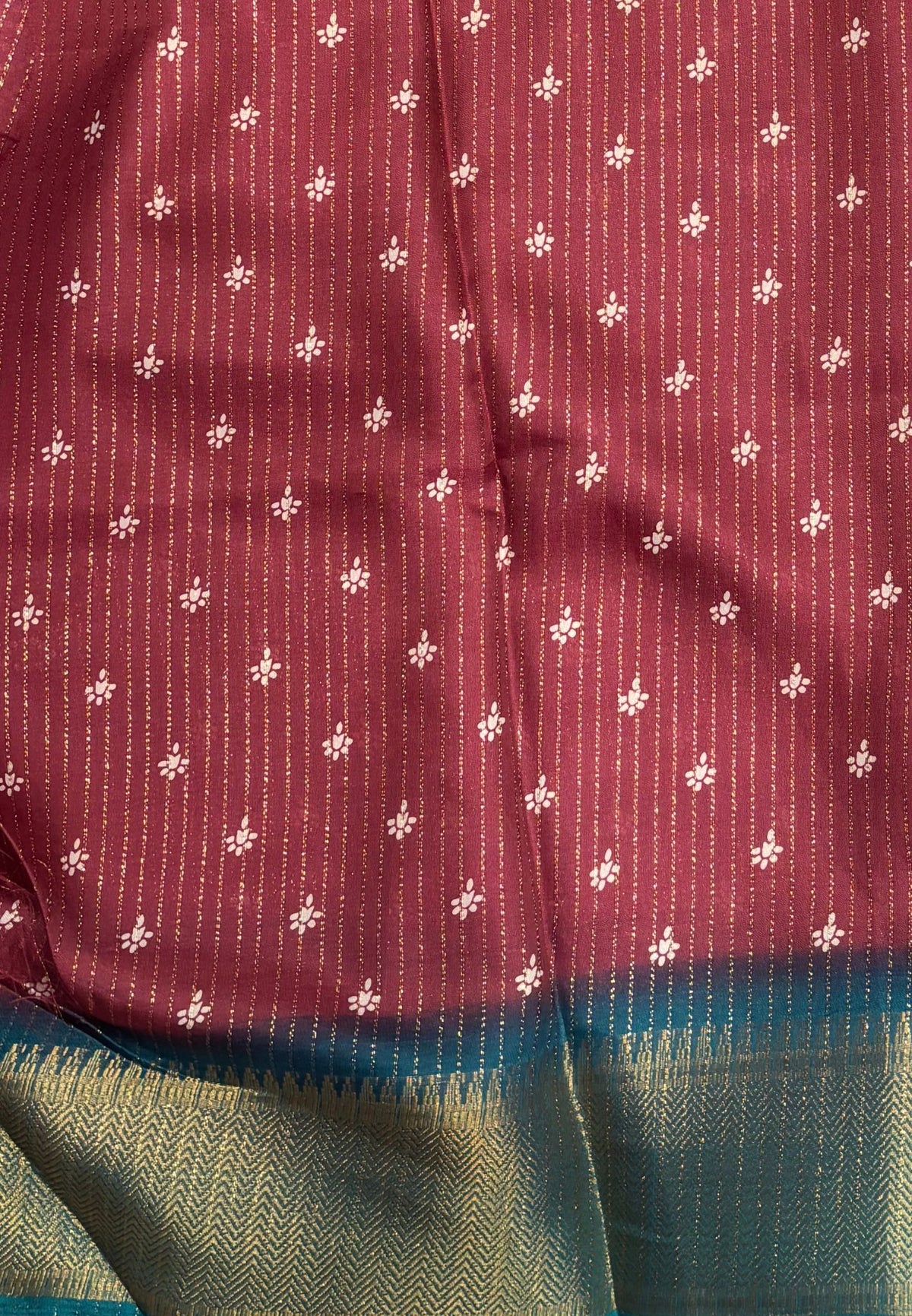 Semi Dola Silk Saree-Maroon In Floral Dotwork Border
