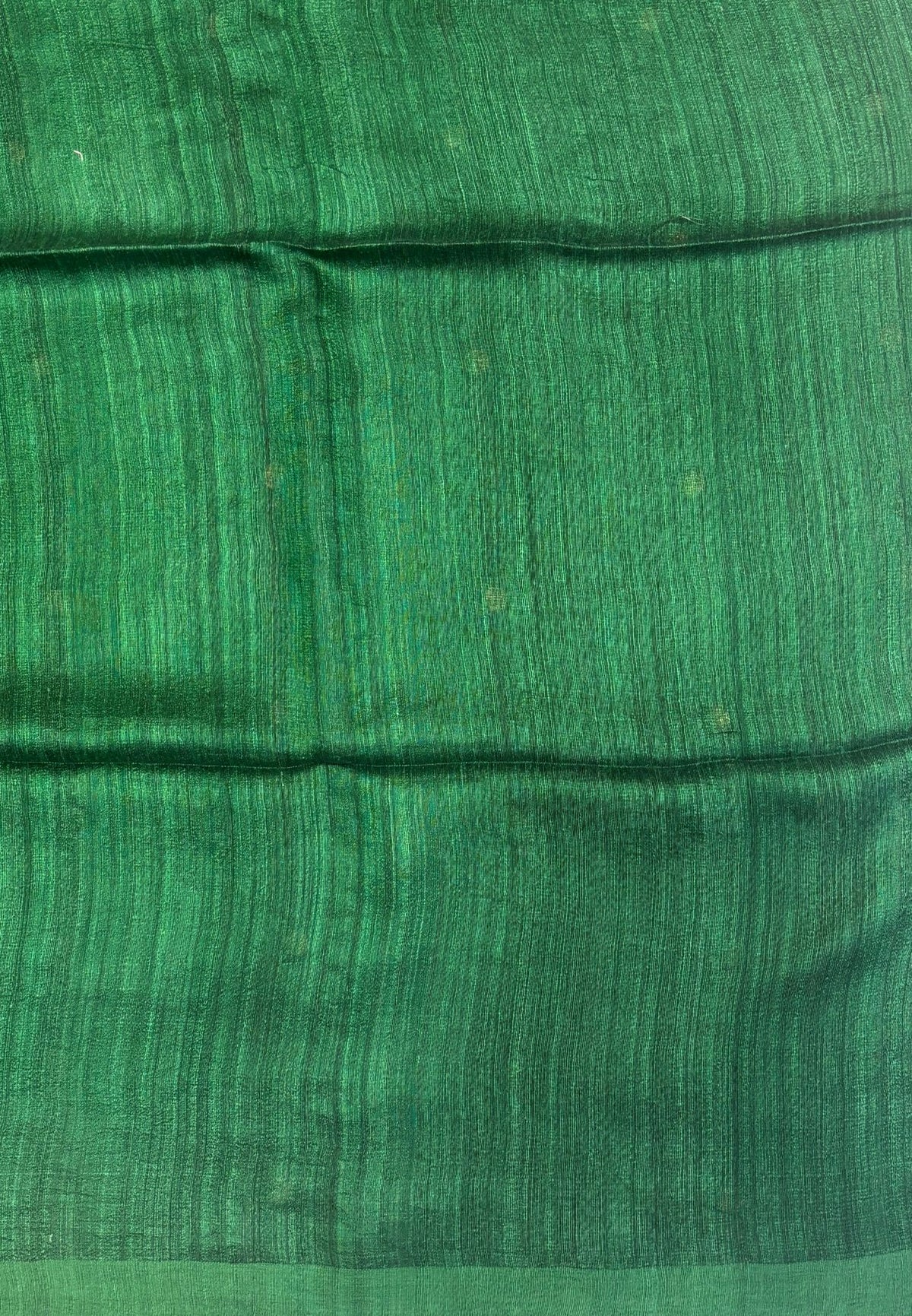 Pure Moonga Cotton Saree-Bottle Green in Coin Butta with Striped Border