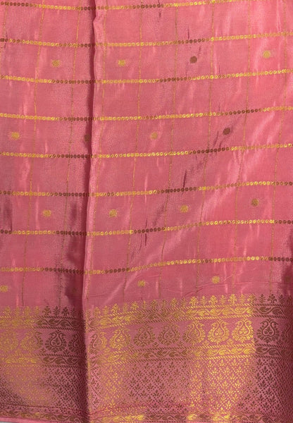 Viscose Saree-Bottle Green in Checked Zari Pattern Border