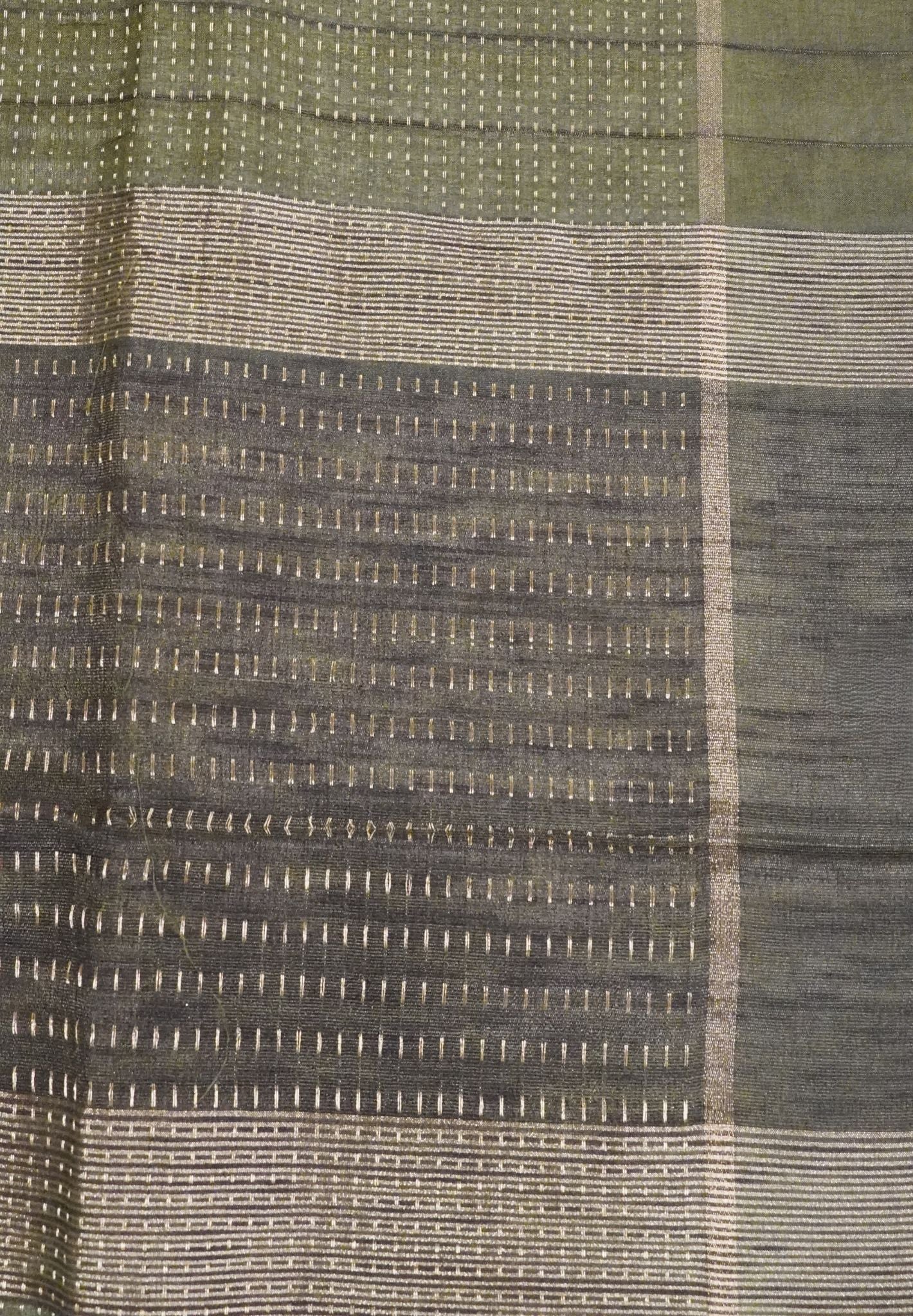 Matka Tussar Saree - Mini Zari Sage Green