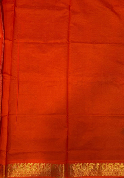 Silk Cotton Saree-Sandal with Contrast Border in Vairaoosi