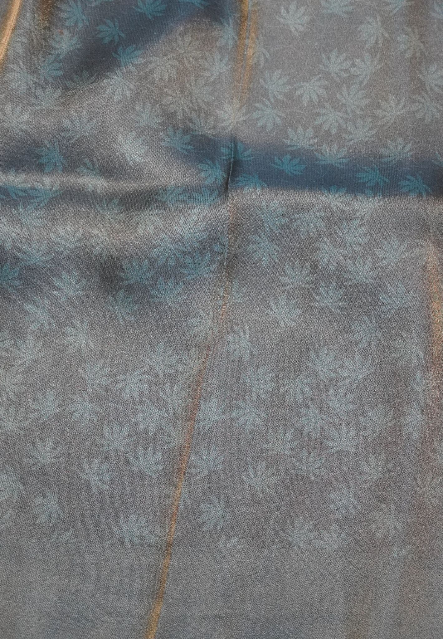 Semi Tissue Silk Saree-Peacock Blue