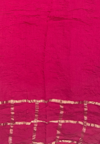 Banarasi Bandeji Saree-Wine in Zari Checks with Contrast Border