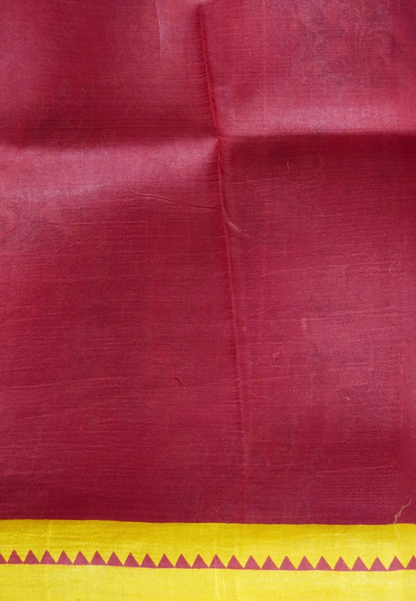 Pure Tussar Saree-Red with Contrast Border