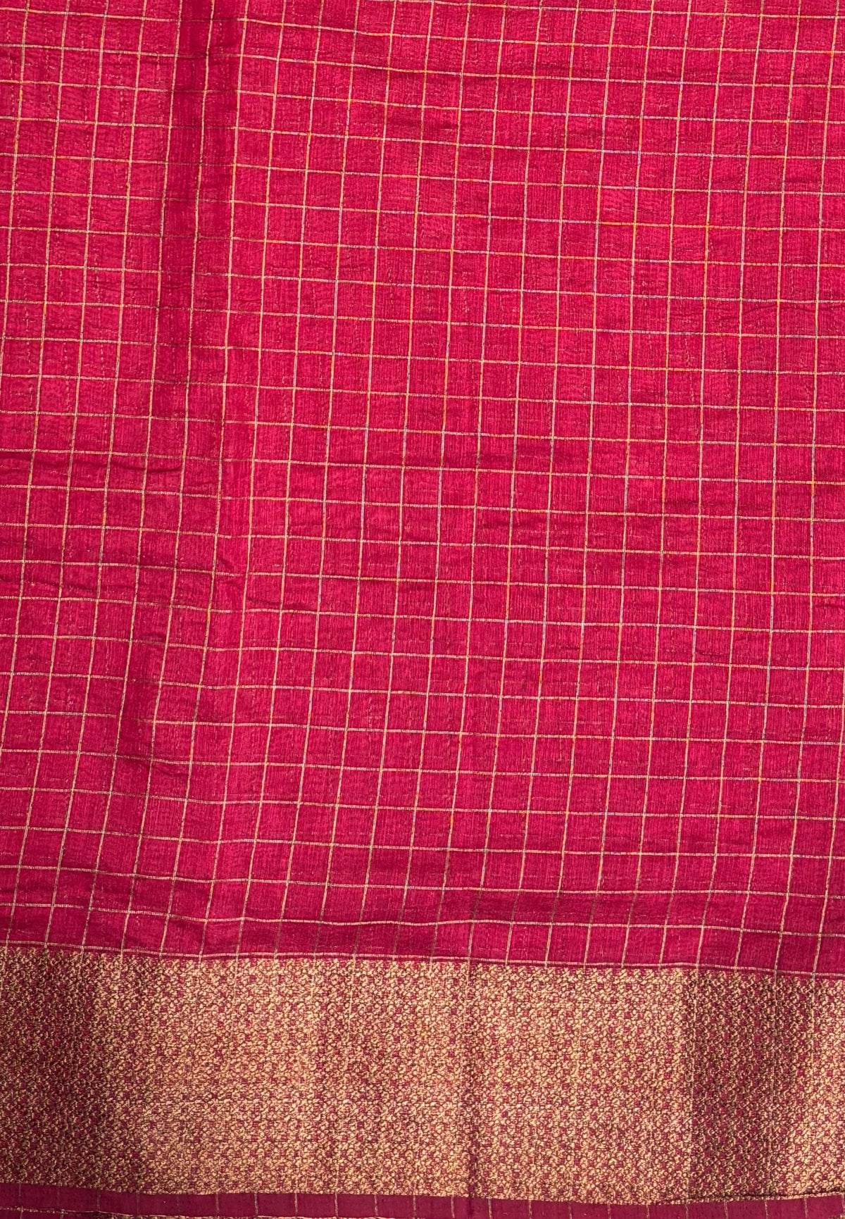 Bamboo Saree-Muted Maroon in Mini Checked Zari Border