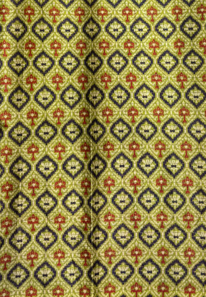 Semi Tussar Saree-Olive Green in Zigzag Tribal Pattern Border
