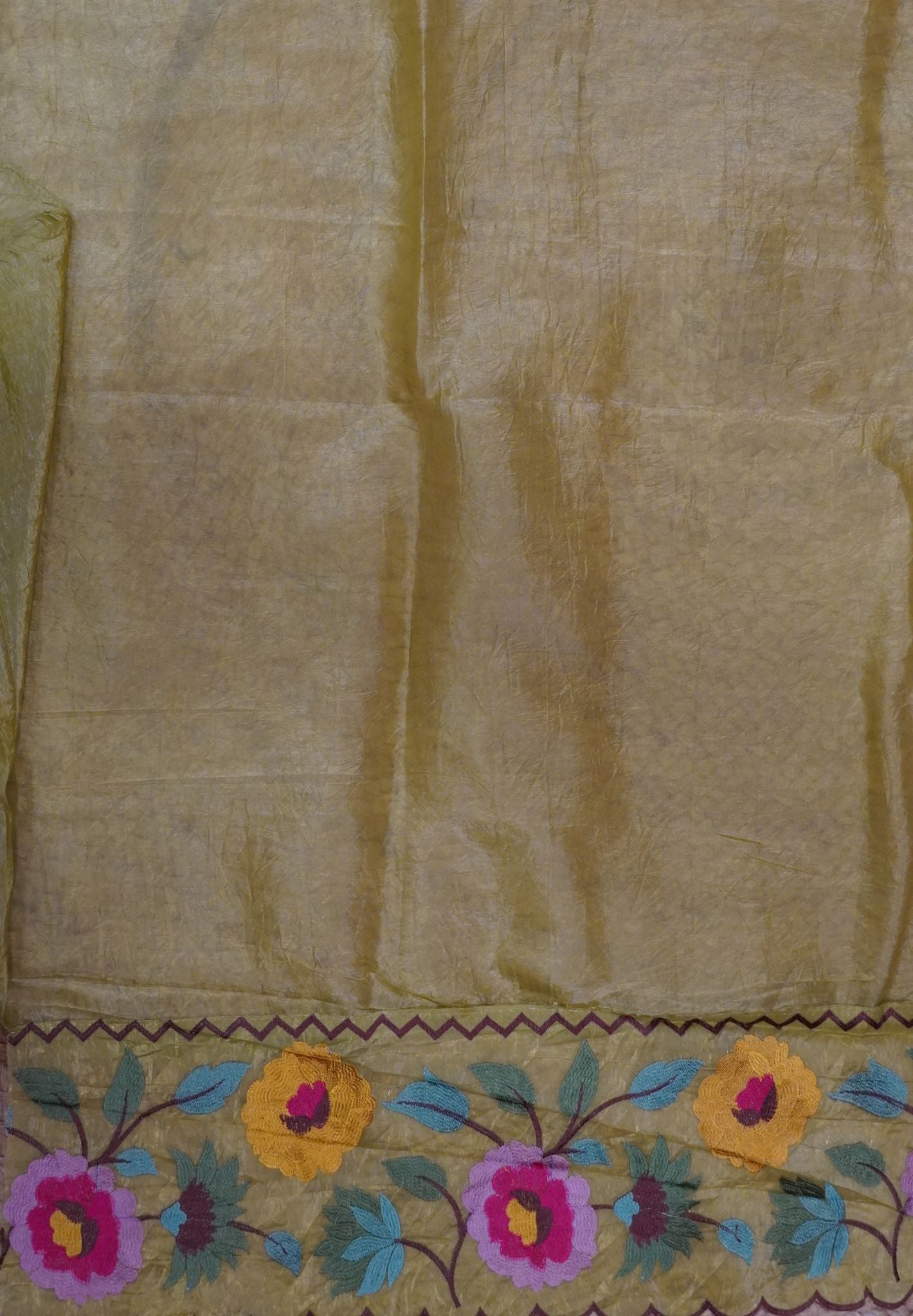 Organza Saree -Light Green with Floral Border