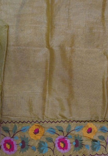 Organza Saree -Light Green with Floral Border