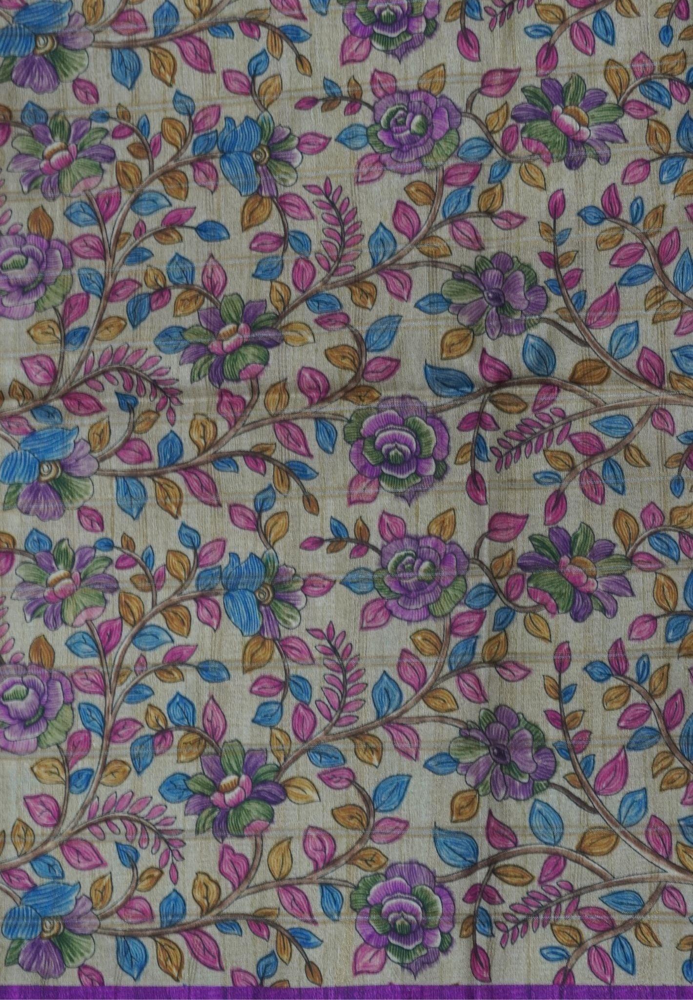 Semi Tussar Saree-Dark Purple