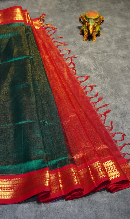 Silk Cotton Saree Green