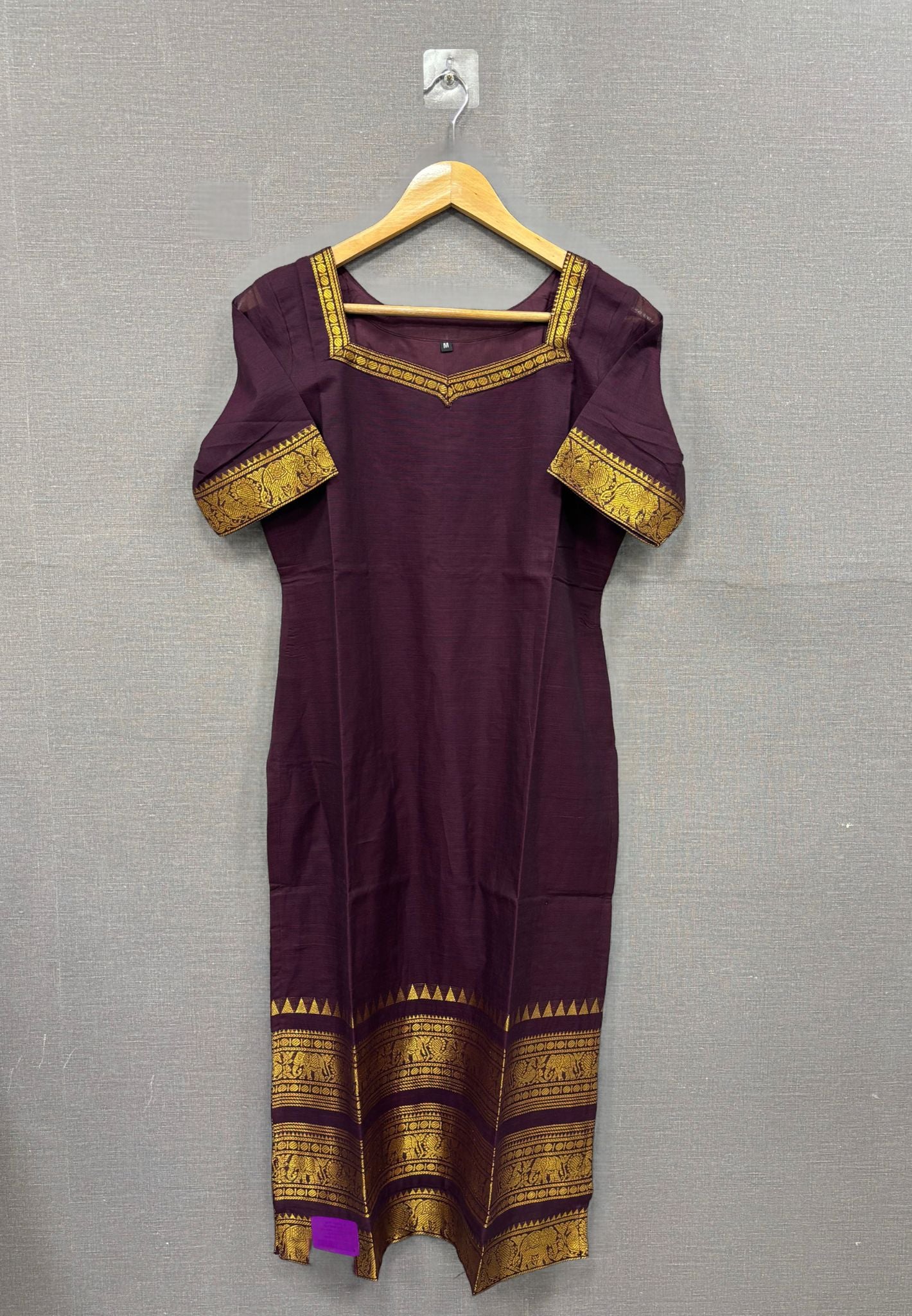 Chettinad Cotton Kurti-Maroon