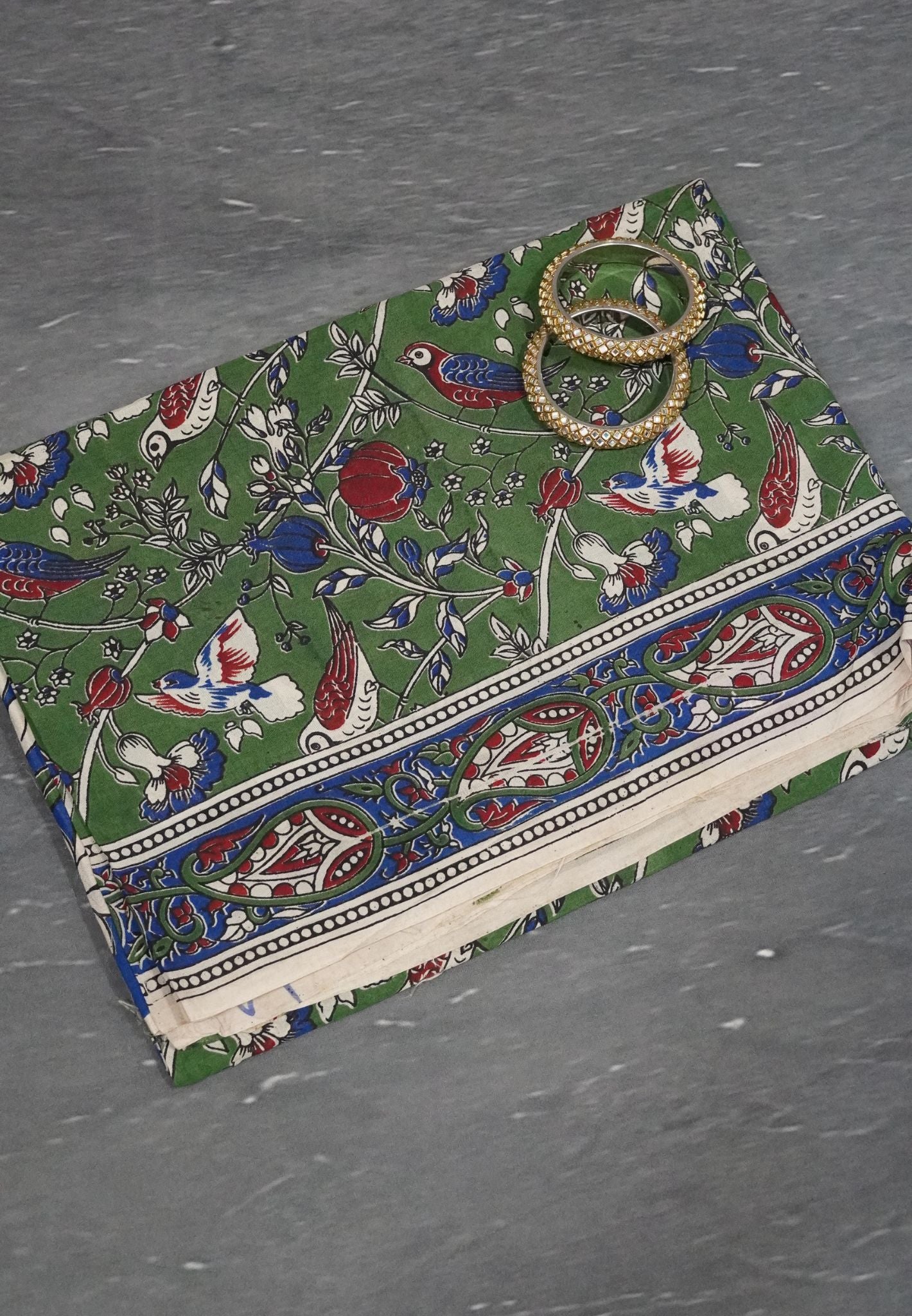 Kalamkari Silk Saree - Sage Green
