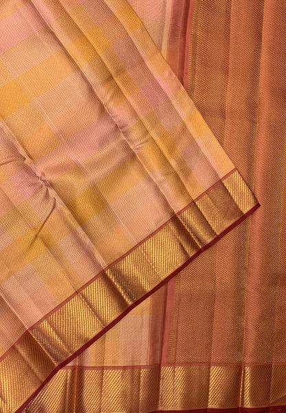 Pure Kanchipuram Silk Saree-Peachish Orange