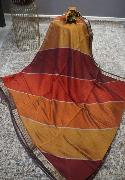 Malai Cotton Saree-Orange