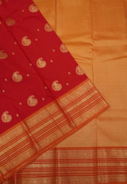 Budget Kanchipuram Saree-Red with Contrast Varisapet Border