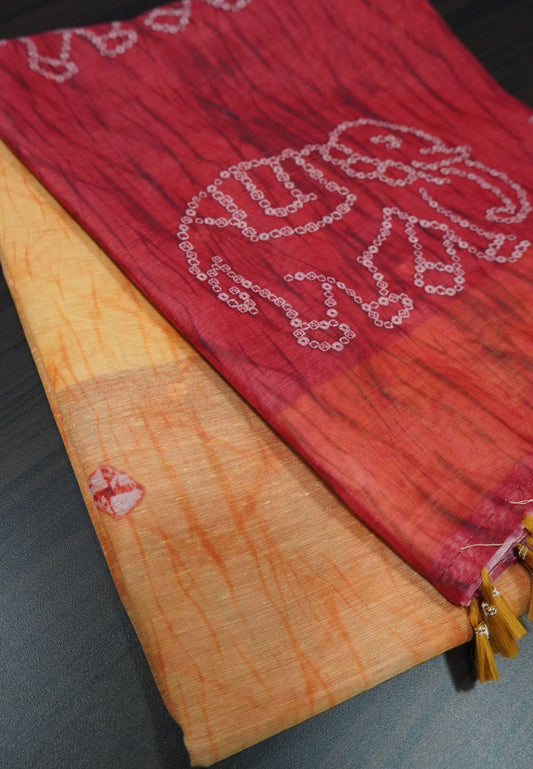 Semi Chanderi Saree - Orange
