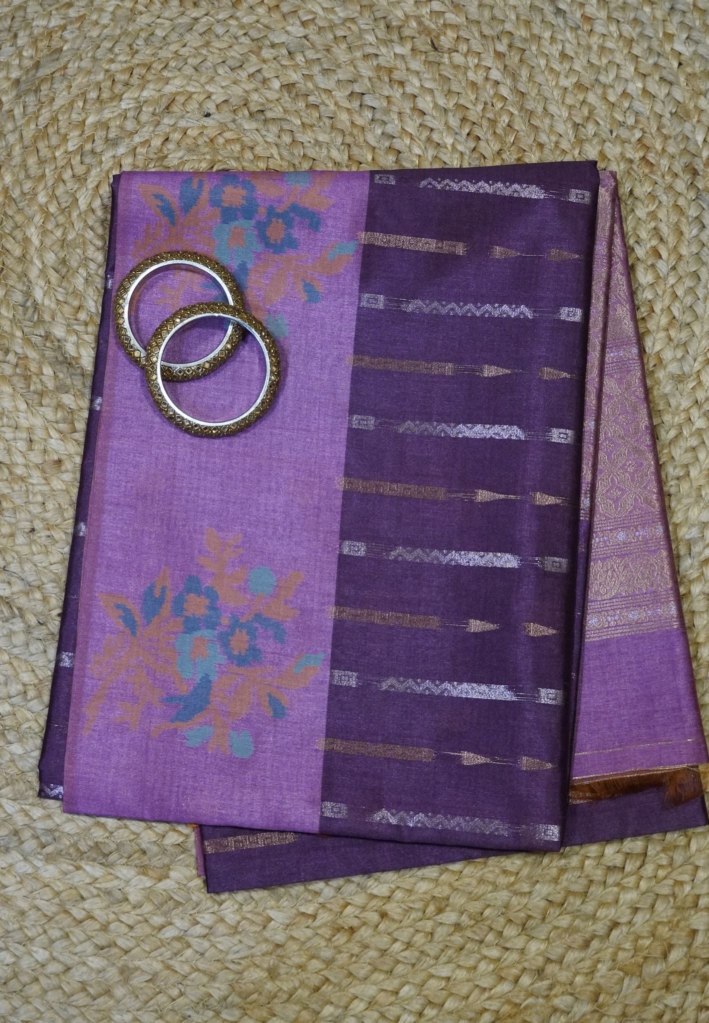 Semi Tussar Saree - Wine