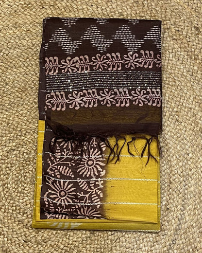Bhagalpur Cotton Saree - Yellow