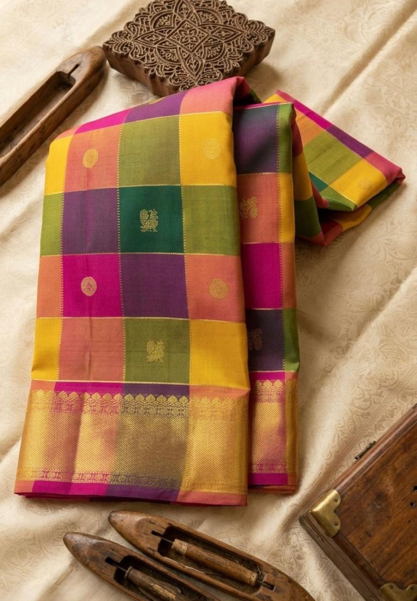 Pure Kanchipuram Silk Saree- Palum Pazhamum Kattam