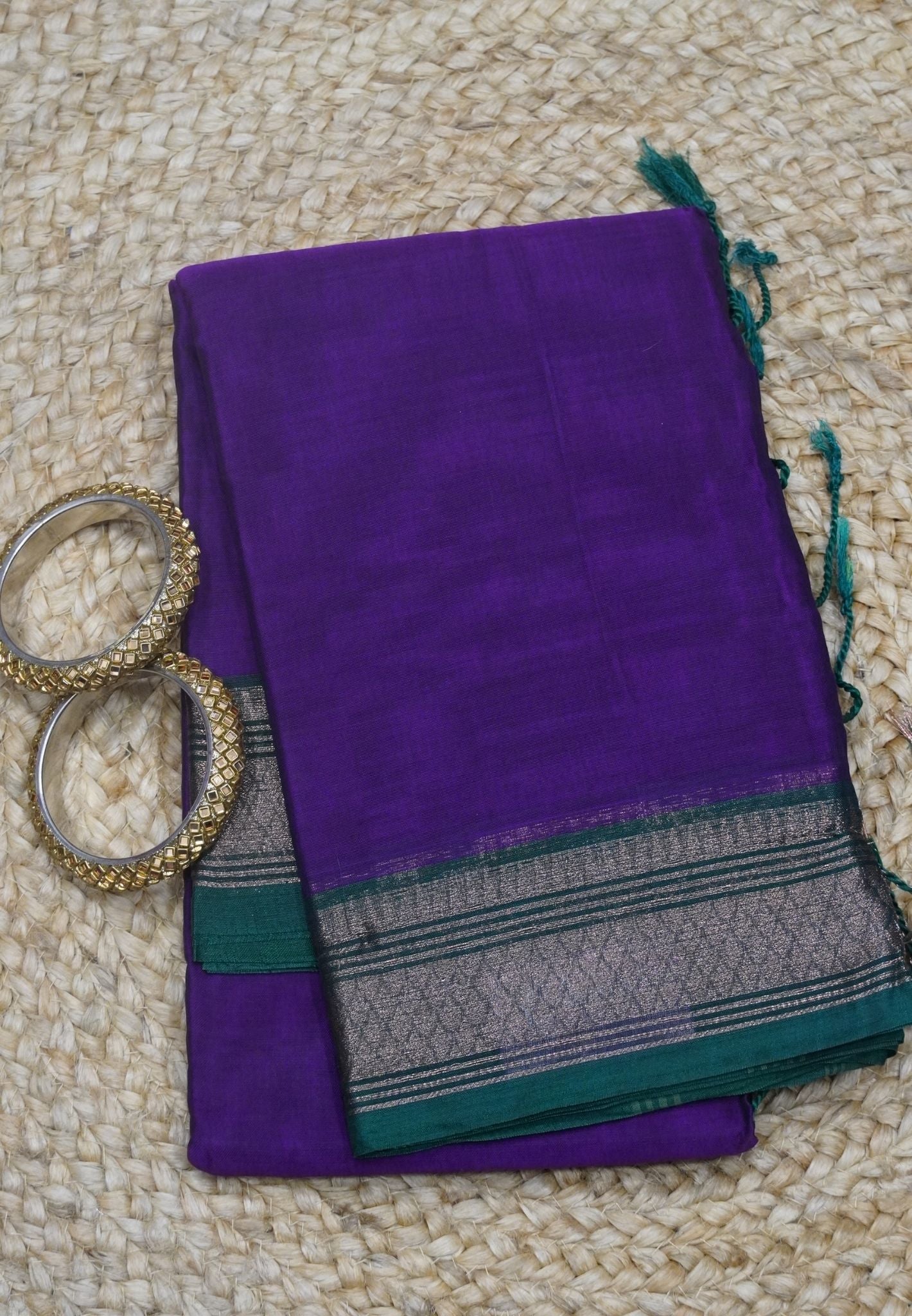 Dakka Cotton Saree -Dark Purple