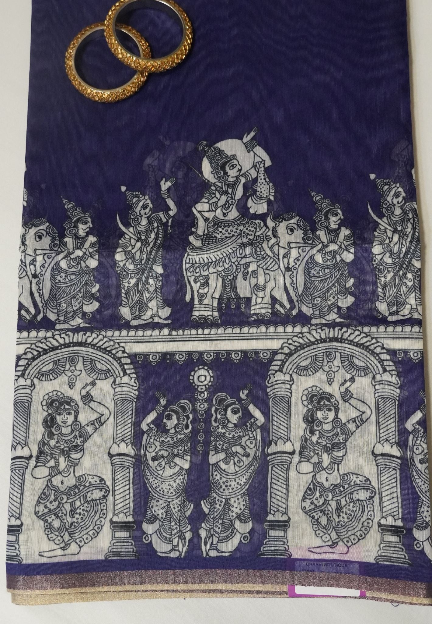 Chanderi Saree - Violet with penn kalamkari print