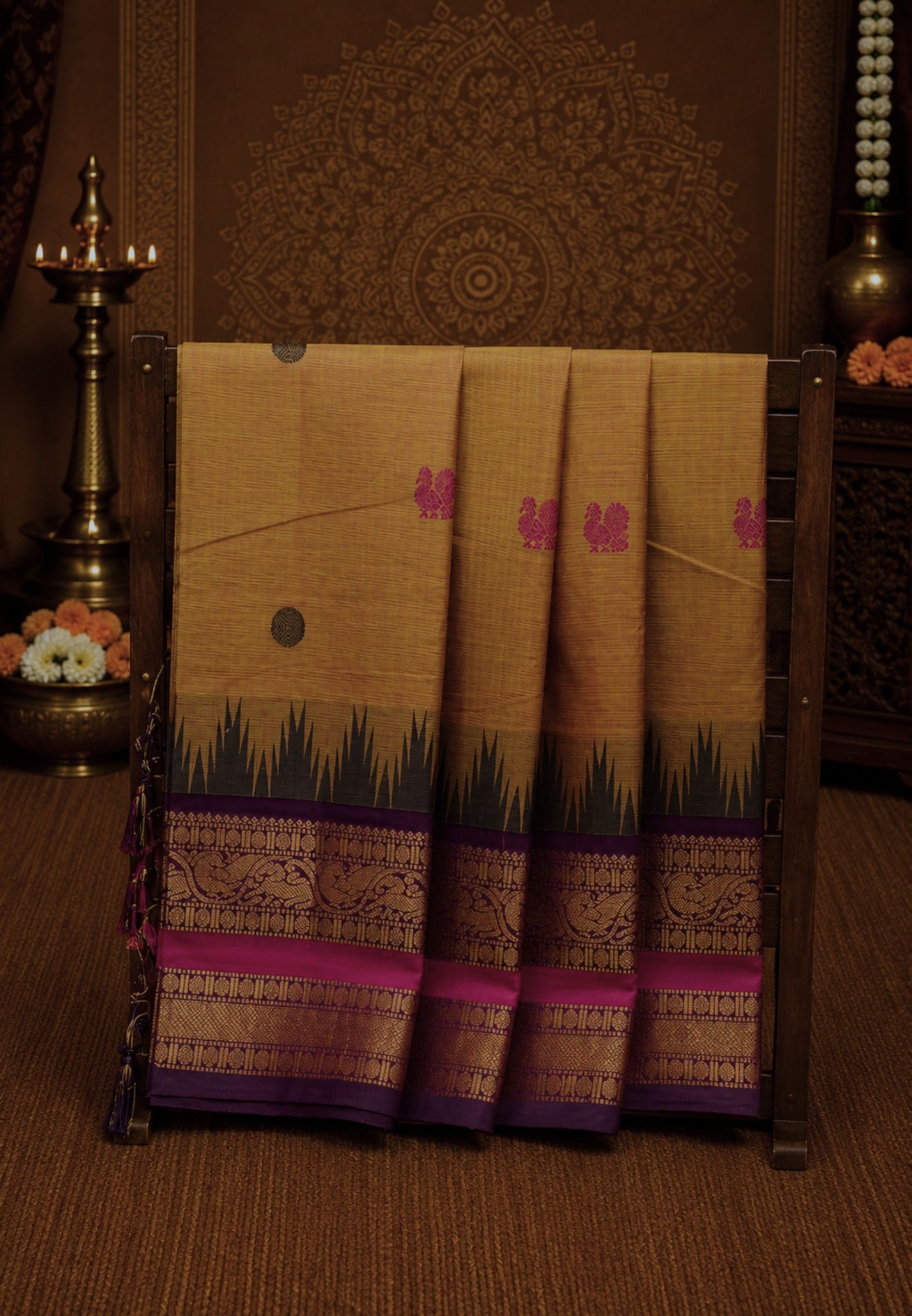 Chettinad Cotton Saree-Pinkish Green