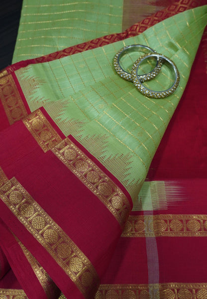 Silk Cotton Saree - Baby Green