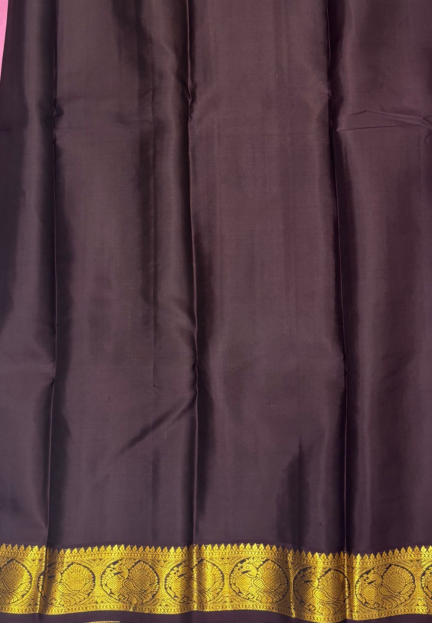 Pure Kanchipuram Silk Saree - Onion Pink- Brown