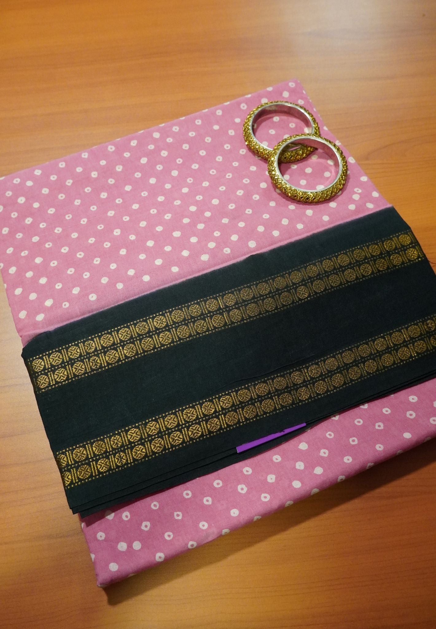 Sungudi Cotton-Bandhini Baby Pink