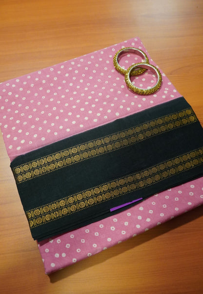 Sungudi Cotton-Bandhini Baby Pink