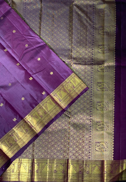 Pure Silk Saree-Wine with Paisley and Temple Border
