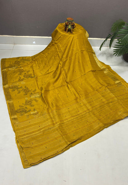 Viscose Saree-Mehandi Green In Peacock Motif Border