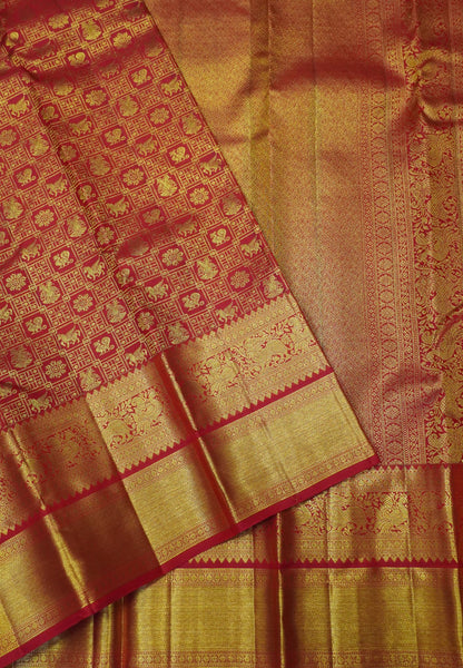 Pure Bridal Kanchipuram Silk Saree-Red