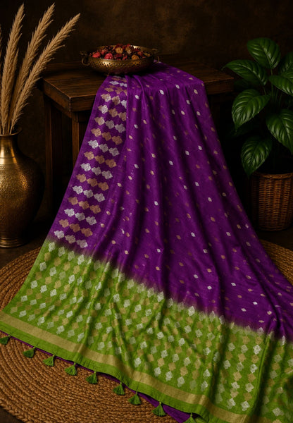 Semi  Tussar Saree - Purple