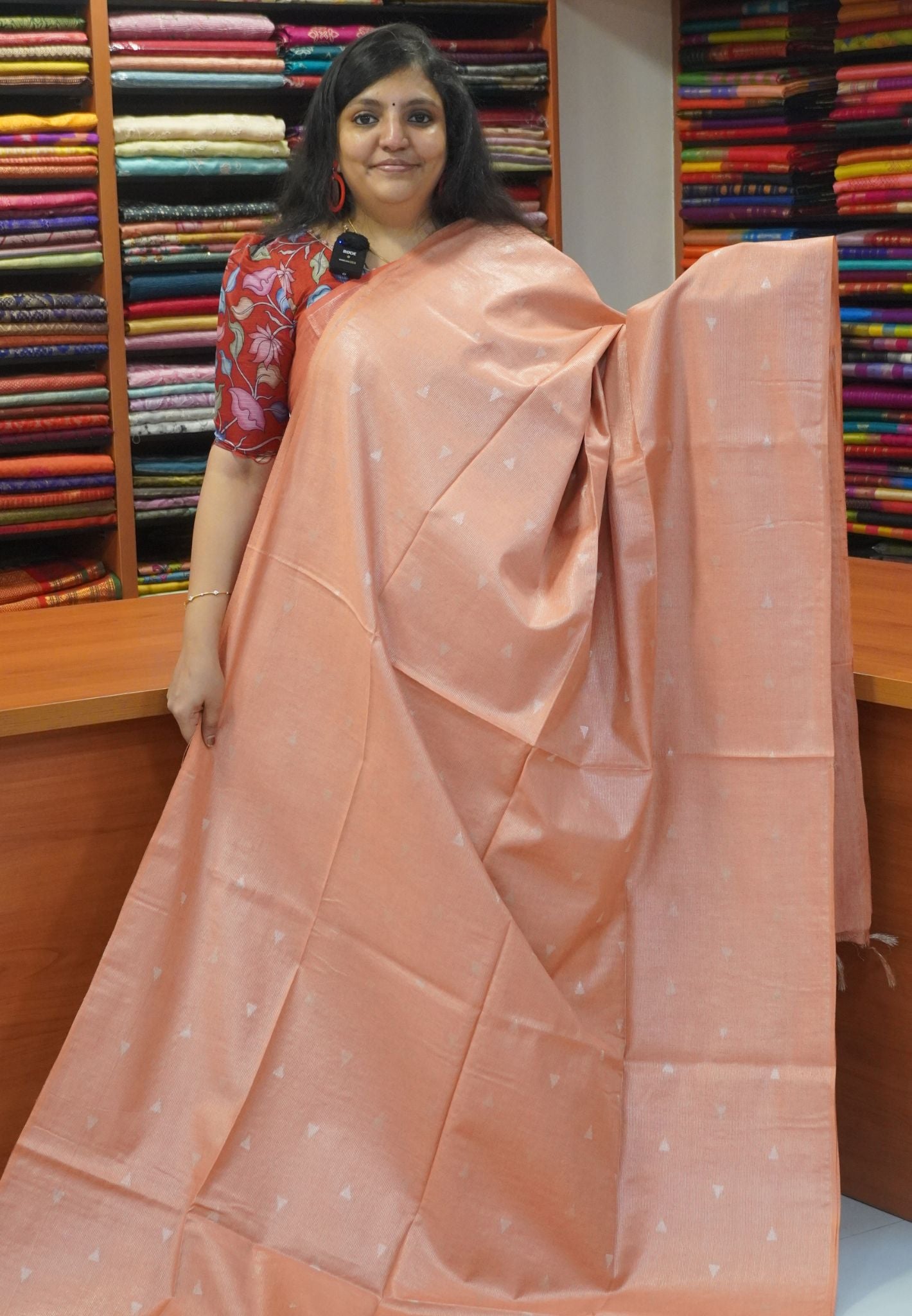 Bhagalpur Tissue Saree- Pale orange