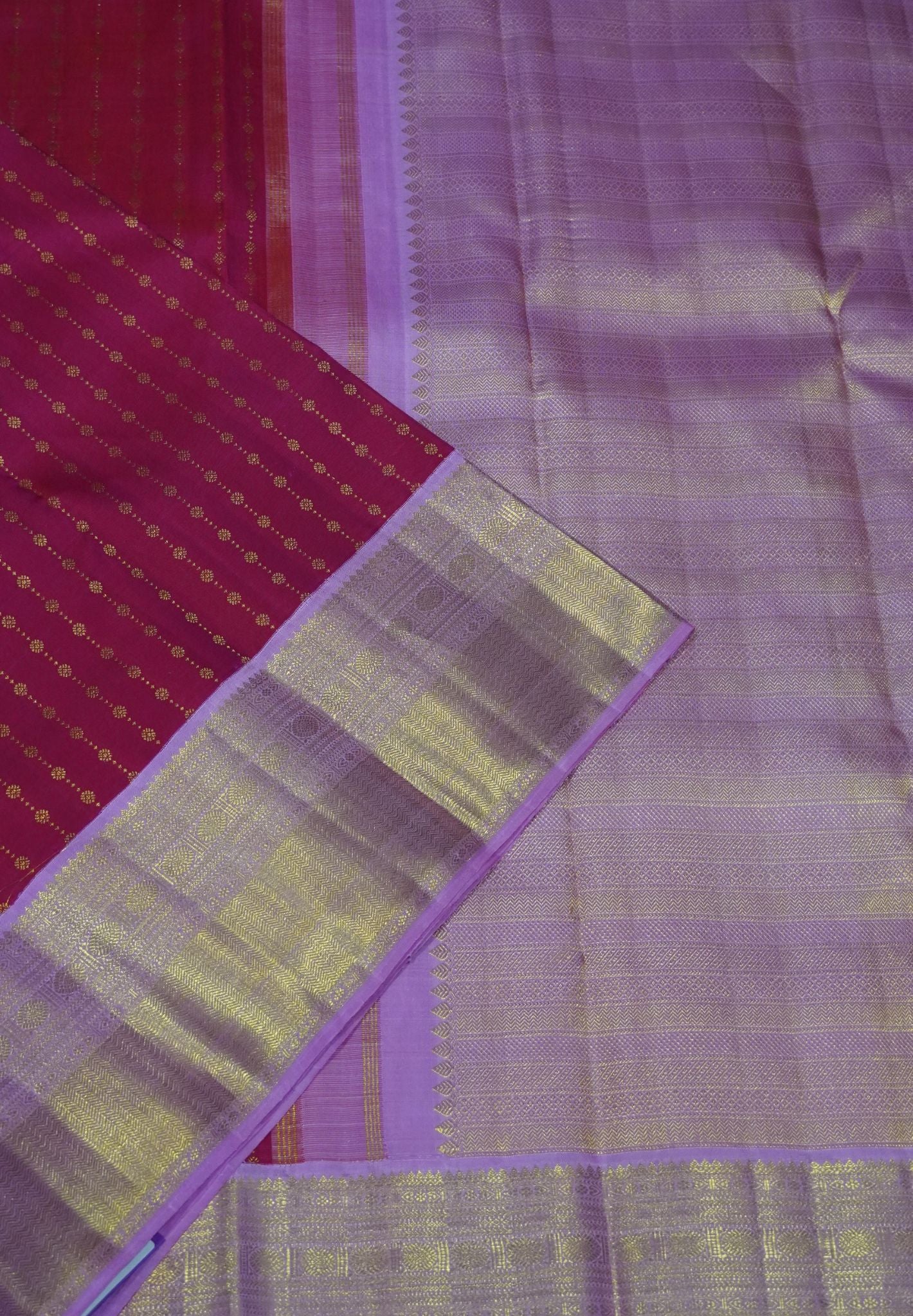 Pure Kanchipuram Silk Saree - Rani Pink 1000 Butta with Light Pink Border