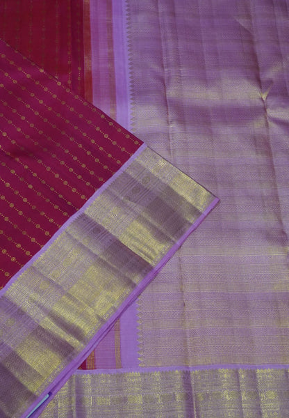 Pure Kanchipuram Silk Saree - Rani Pink 1000 Butta with Light Pink Border