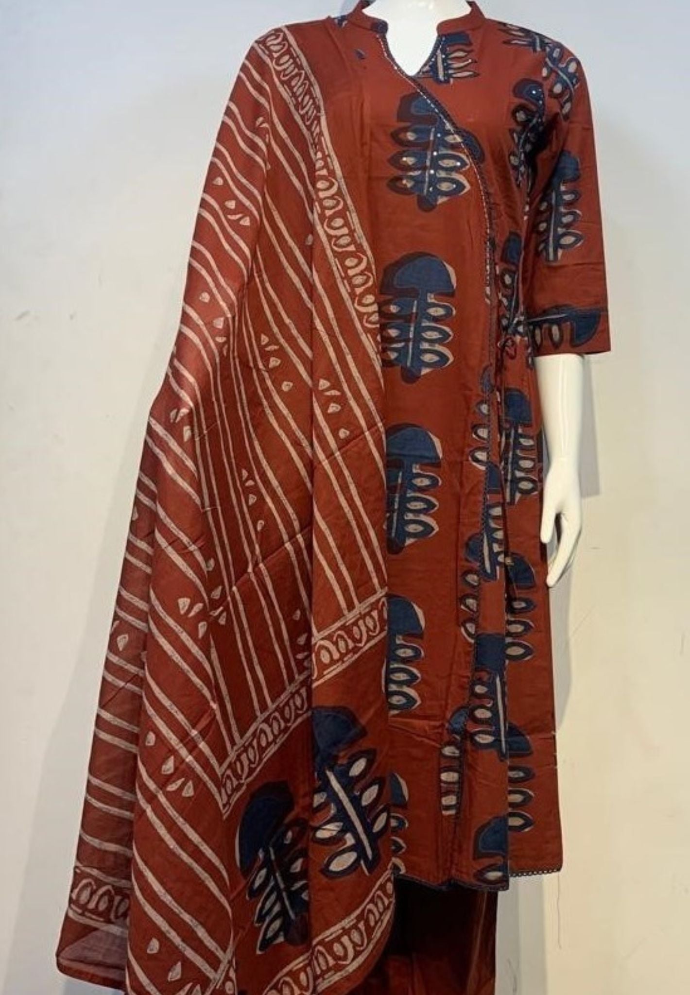 3 Pcs Printed Cotton Kurta Set