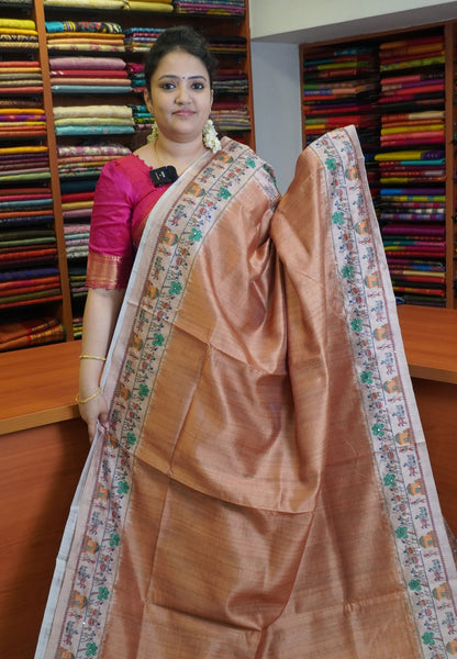 Semi Tussar Saree - Mustard