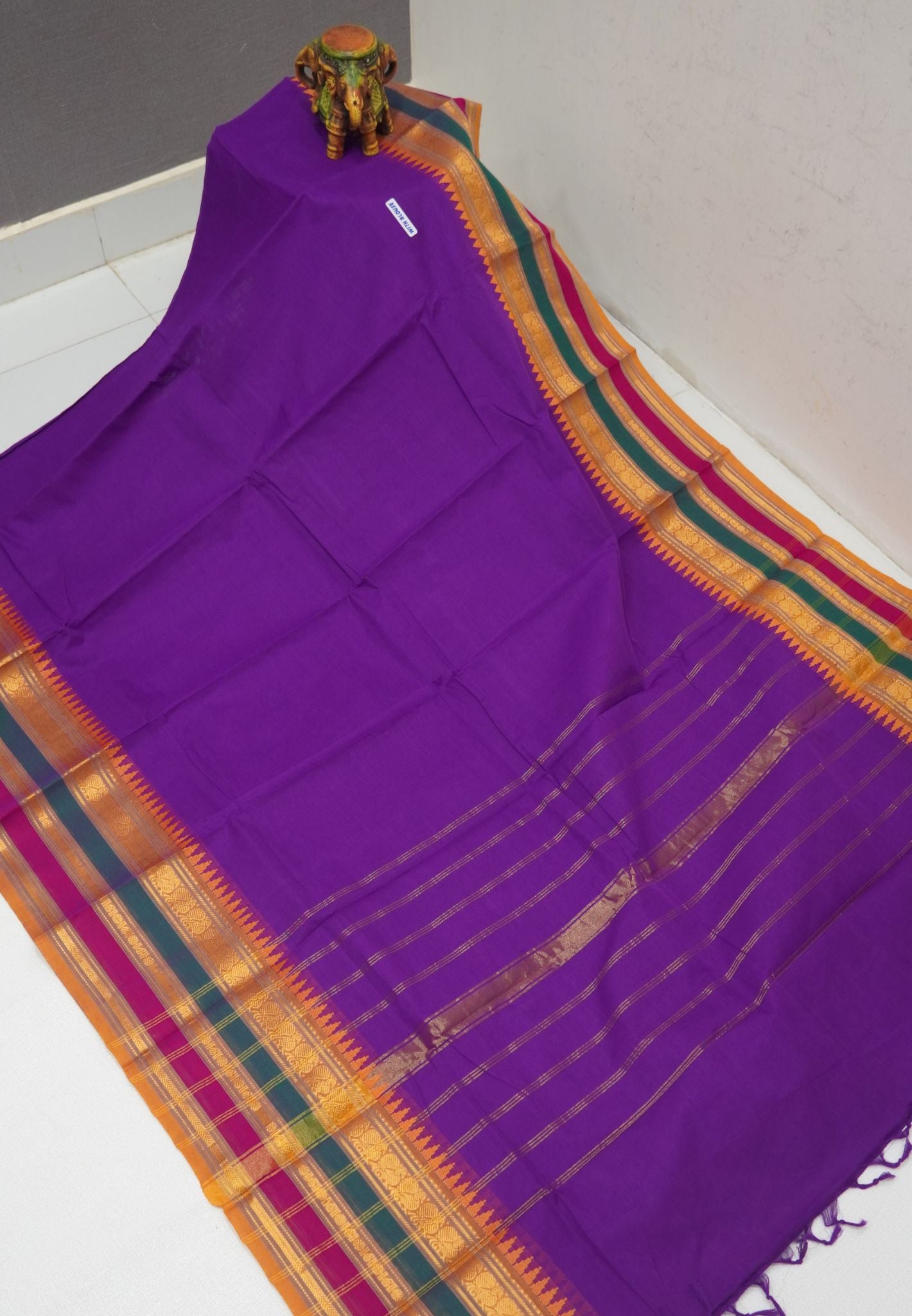Chettinadu Cotton Saree-Bright Violet with Varisapet Border