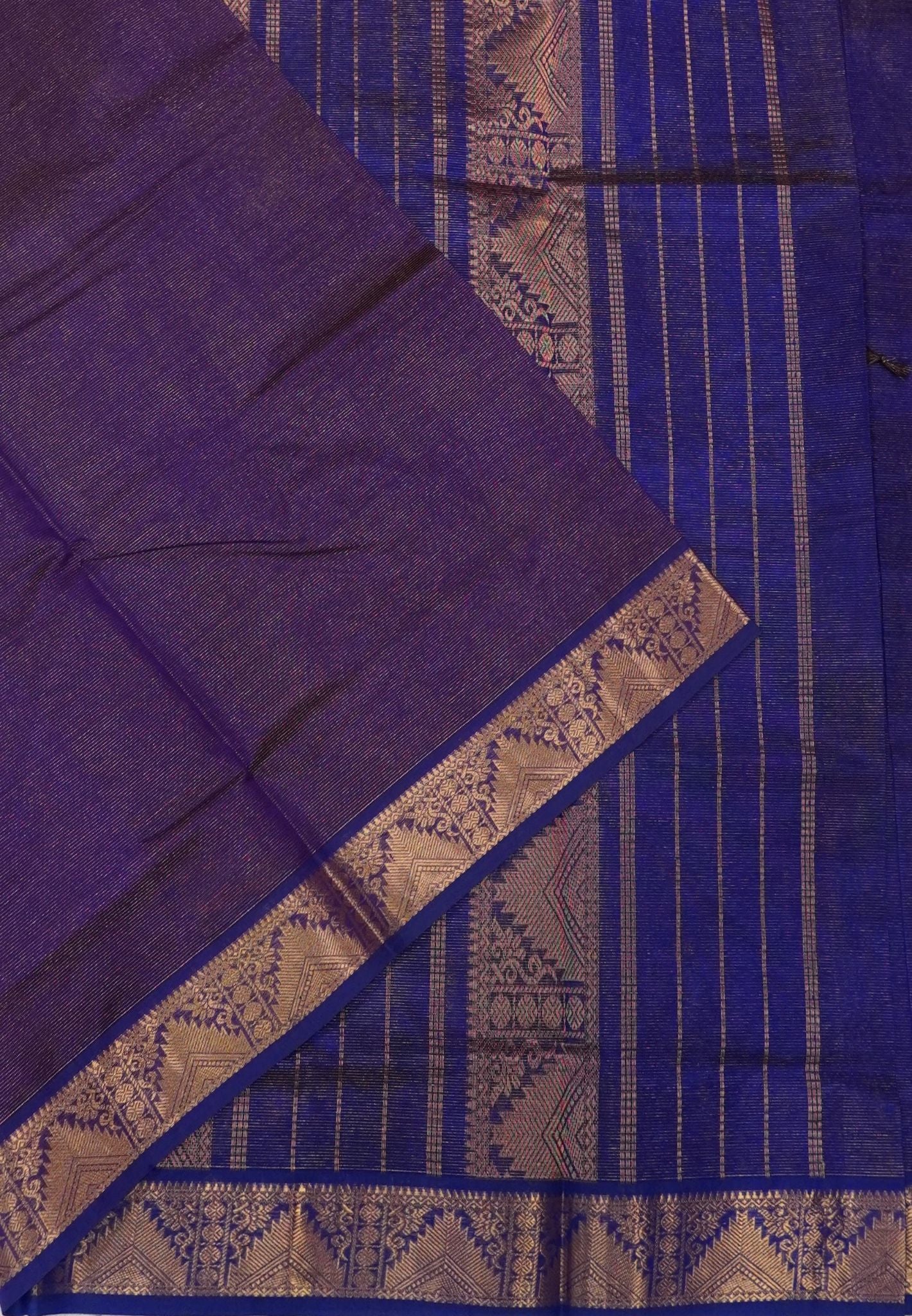 Pure Silk Cotton Saree-Purple with Contrast Border in Vairaoosi