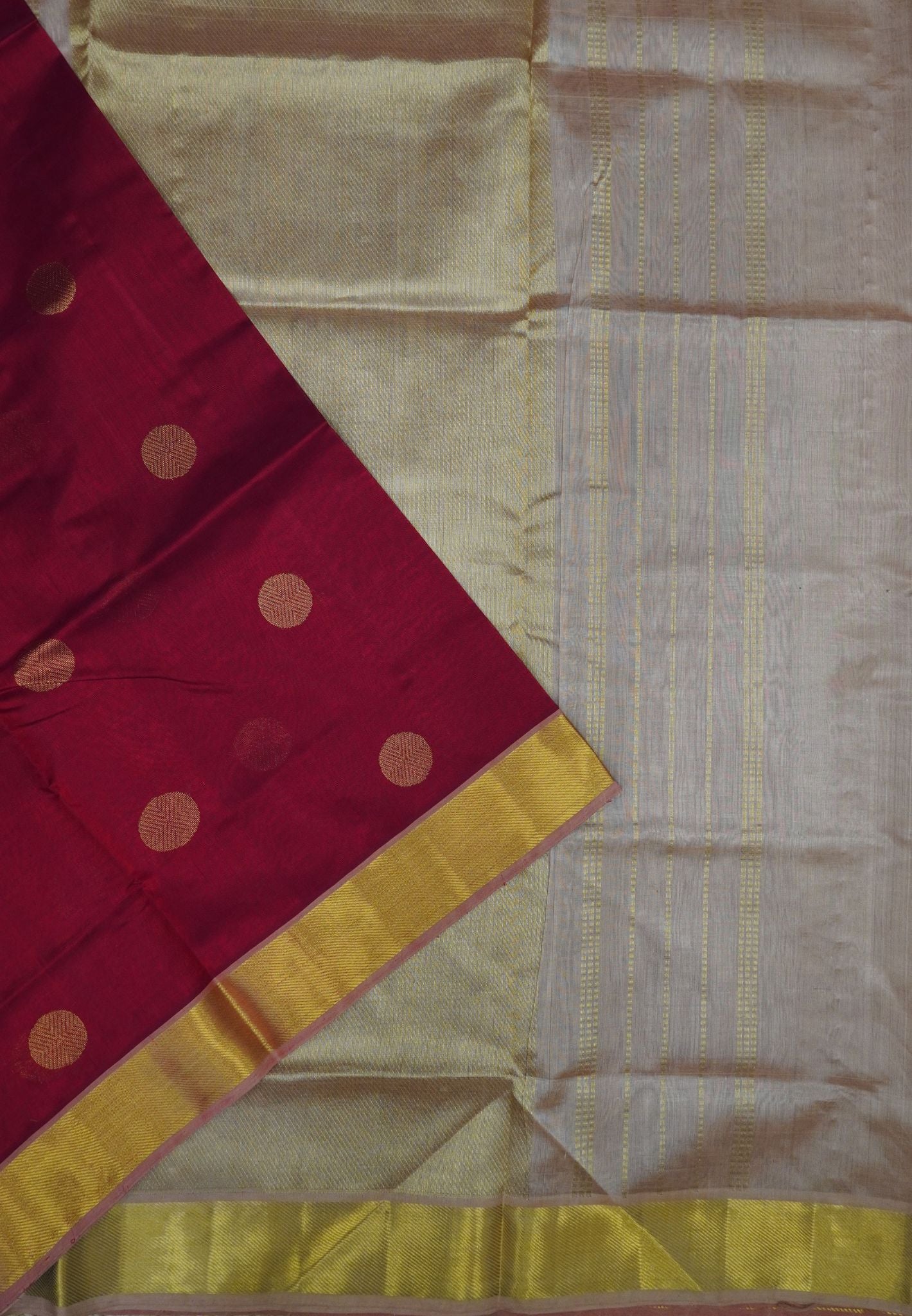Pure Silk Cotton Saree-Red with Contrast Border