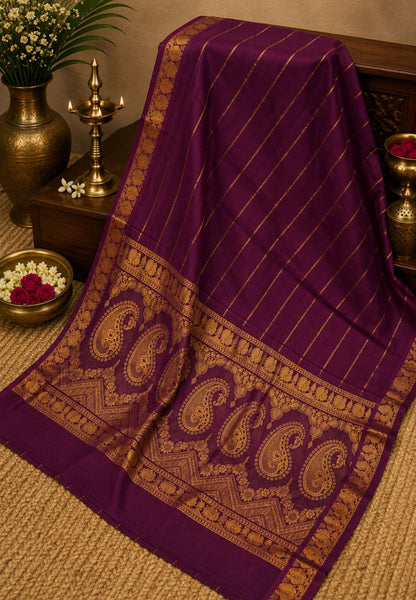Sungudi Cotton Saree-Maroon with Veldhari Pattern & Rich Pallu