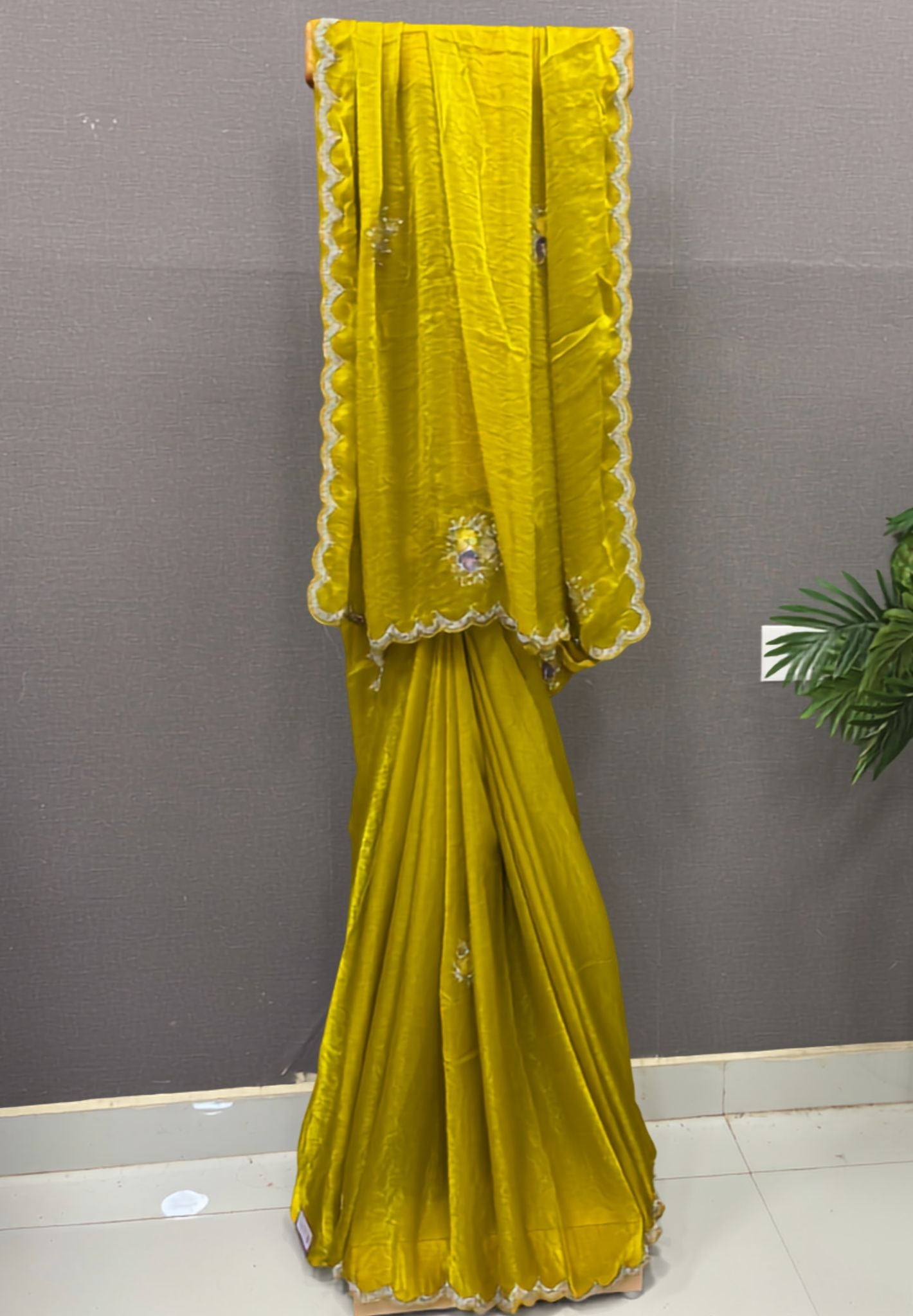 Designer Saree-Mehandi Green
