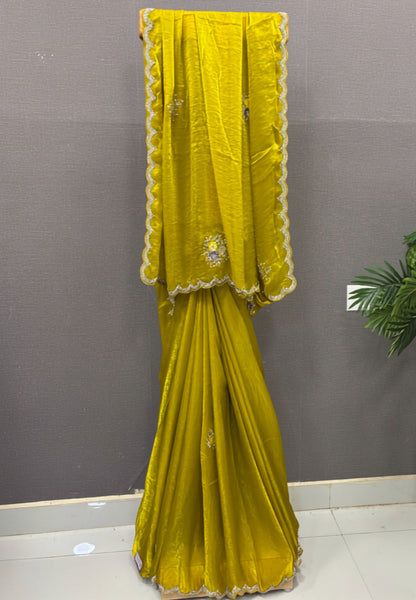 Designer Saree-Mehandi Green