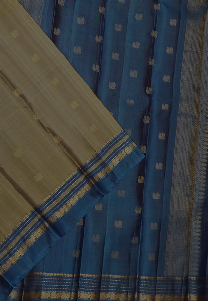 Pure Silk Saree – Grey Blue with Elegant Zari Weave